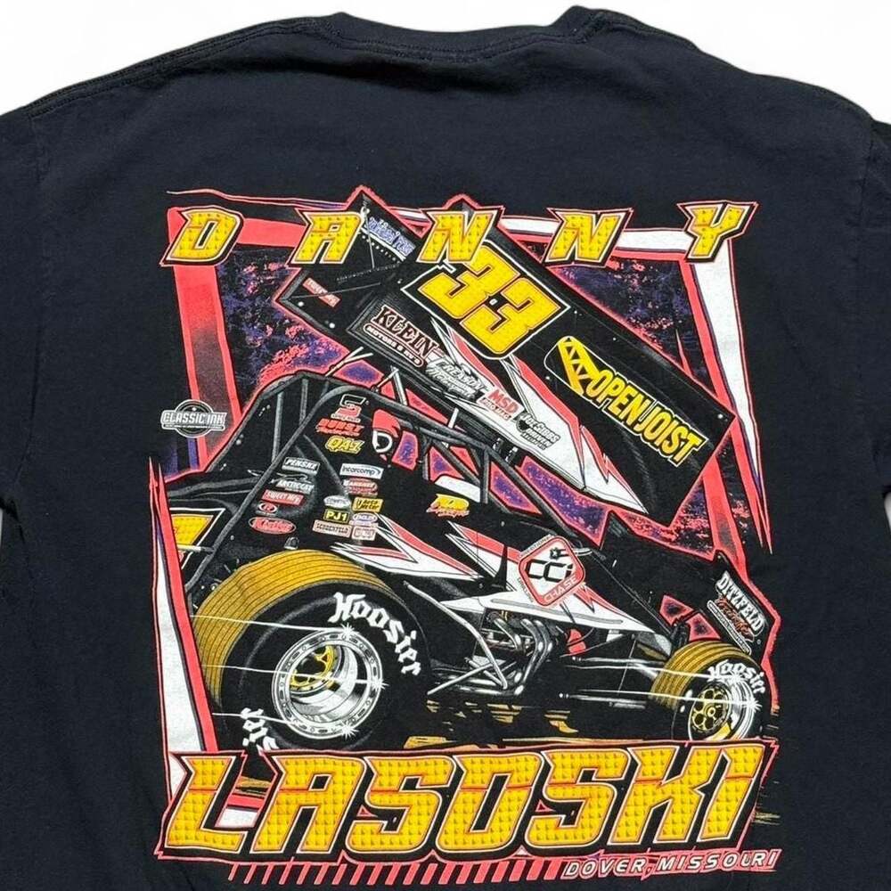 Gildan Danny Lasoski 33 Sprint Car Graphic T-Shirt Men's Large Black